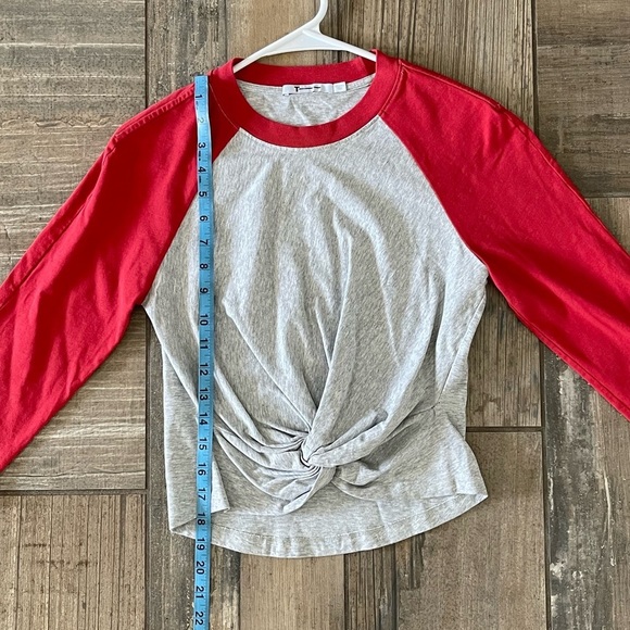 T by Alexander Wang High Twist Front Top in Cherry & Grey size xsmall - Picture 6 of 8